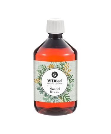 Vitafeel almond basic oil 1-pack (1 x 500 ml) vegan GMO-free ideal for skin and hair care for aromatherapy & as basic oil for massage oils or natural cosmetics 500 ml (1 Pack)