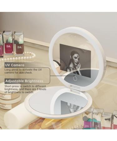 FENCHILIN Travel Compact Mirror with UV Camera | 2X Magnification Portable Lighted Mirror 3.5 Inch - Buy Online on GoSupps.com