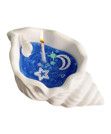 Conch Candle | Handmade Aromatherapy Candle with Marine Fragrance | Natural Scented Candle for Stress Relief | Women 4-6 Hours Burn Time Decor Dark Blue