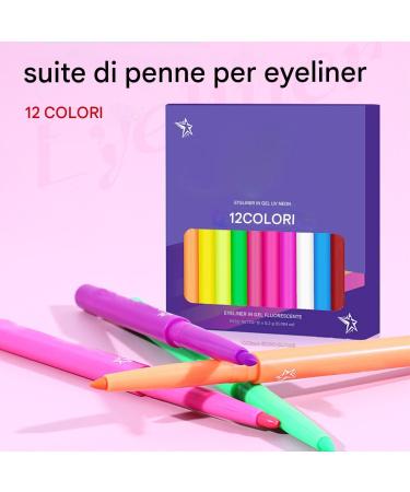 Vibhgtf UV Fluorescent Eyeliner 12 Liquid Colours | Waterproof Quick Dry High Pigmentation Makeup Kit for Festival Party Club Halloween Stage - Buy Online on GoSupps.com