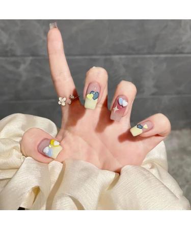 Handmade Colored Love Graffiti Whitening Cute Nail Beauty Handmade Wearing Nails Colored Love Graffiti False Nails (Size : S) - Buy Online on GoSupps.com