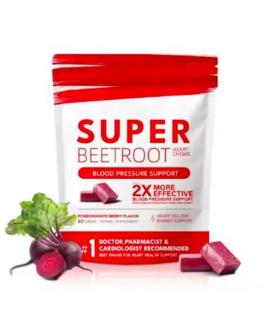 Beet Root Gummies Nitric Oxide and Blood Pressure Support Grape Seed Extract & Non-GMO Beet Root Energy Chew 60 Count