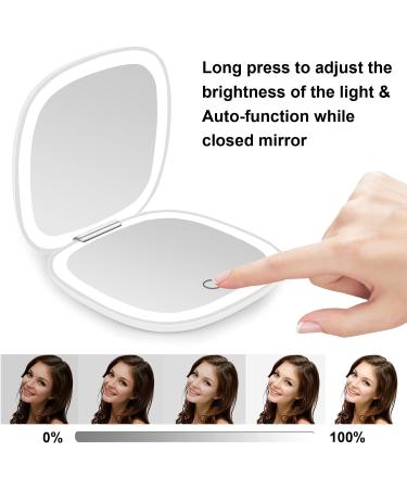 deweisn Compact Lighted Travel Makeup Mirror with 1X/10X Magnification - Dimmable, Portable, USB Charging - White - Buy Online on GoSupps.com