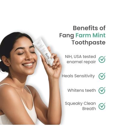 Fang Natural Nano Hydroxyapatite (N-Ha) Farm Mint Toothpaste (2 X 100 gm) | Teeth Whitening Sensitive Oral Care | Active Fresh & Tooth Protection for Adults | Vegan Fluoride Free & Non Toxic - Buy Online on GoSupps.com