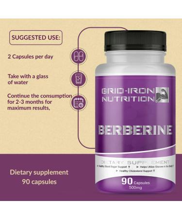 Grid-Iron Nutrition Berberine HCL 500mg - 90 Capsules with Chromium Cinnamon - (Pack of 1) | Premium Blood Sugar Support - Buy Online on GoSupps.com