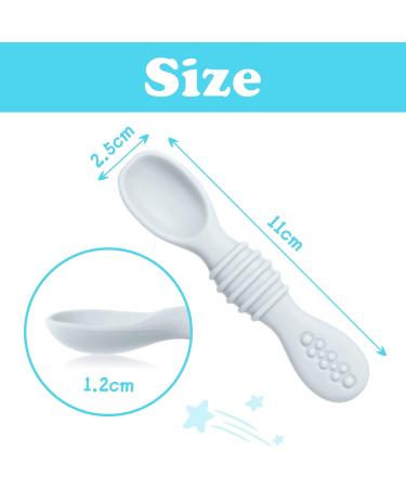 Vicloon Baby Fork and Spoon Set - 3Pcs Silicone Weaning Spoon Kit for Self Feeding, Easy Grip Toddler Cutlery in Grey/Orange/Pink - Buy Online on GoSupps.com
