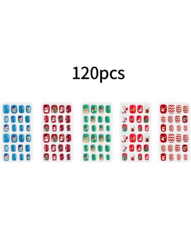 Christmas Kids Fake Nails Children Full Cover Short False Fingernails Press on Nail 120PCS - Buy Online on GoSupps.com