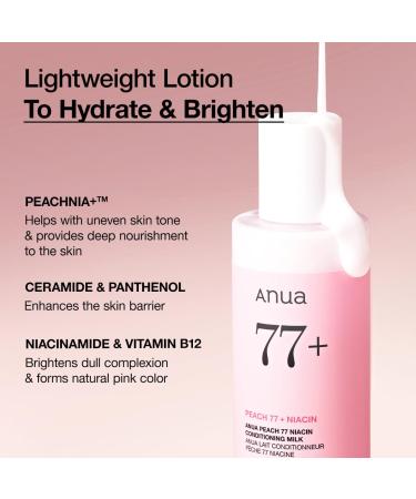 ANUA Peach Niacin Conditioning Lotion - Lightweight Face Moisturizer with Vitamin B12 Ceramide & Hyaluronic Acid for Glass Skin - Korean Skin Care (150ml - Buy Online on GoSupps.com