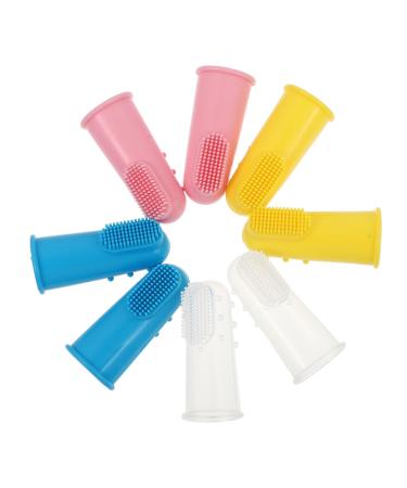 Beavorty 4 pieces silicone toothbrush children finger toothbrush toddler mouthwear infant worst case mouthwear children oral care finger children's toothbrush finger toothbrush