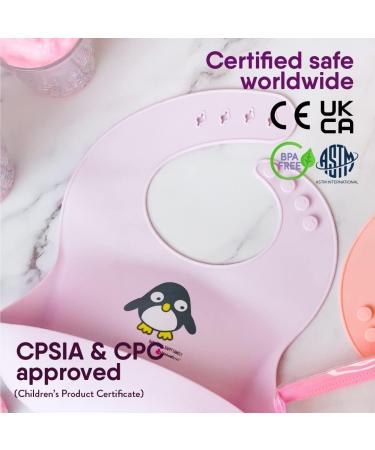 NatureBond Silicone Weaning Bibs for Babies & Toddlers - Set of 2 in Cotton Candy Pink & Macaron Lavender with Carry Pouch - Buy Online on GoSupps.com