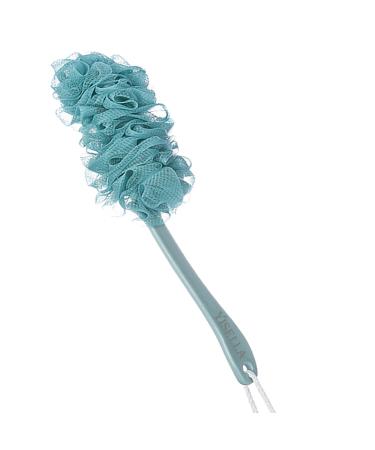 Back Scrubber for Shower for Women & Men Shower Back Brush PE Soft Mesh luffa sponges with Handle Shower Loofah On A Stick Bath Brush Cyan
