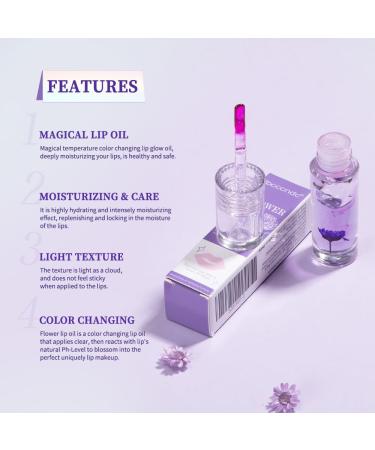AKARY Color Changing Flower Lip Gloss | pH-Activated Hydrating Lip Oil for Women & Girls | Long-Lasting Moisturizing Non-Stick Lip Gloss for Dry Lips - Buy Online on GoSupps.com