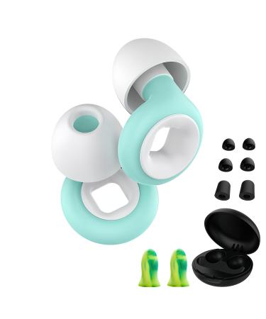 Ear Plugs for Sleeping Reusable Noise-Reducing Earplugs | Colourful Hearing Protection | Perfect for Sleep Focus Noise Sensitivity & Travel | Customizable Fit | 30dB Noise Reduction (Green+White)