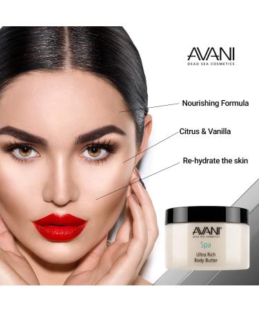 Avani Ultra Rich Body Butter with Dead Sea Salt, Aloe Vera, Vitamin E, Shea & Essential Oils - Exfoliating & Moisturizing Butter for All Skin Types - Citrus/Vanilla Scent - Buy Online on GoSupps.com