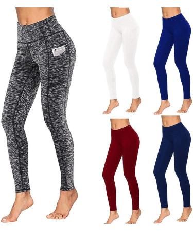 VEZAD Women's Butt Lifting Anti Cellulite Leggings - High Waisted Yoga Pants for Workout - Tummy Control Sport Tights - B-white Medium - Buy Online on GoSupps.com