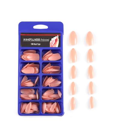 Sethexy glossy stilett false nails Sharp fingernails 100st acrylic Press fake nail tips for women and girls (pink)