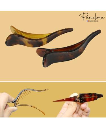 Parcelona French Brill Beak Celluloid Hair Claw Clips - Tortoise Shell/Brown (Set of 2) - Buy Online on GoSupps.com