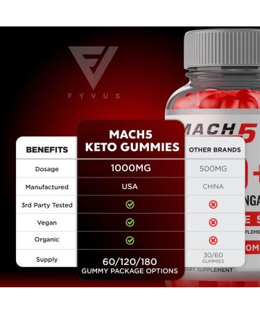 Mach 5 ACV Keto Gummies - Weight Loss Support with Apple Cider Vinegar - 525 MG (60 Gummies) - Buy Online on GoSupps.com