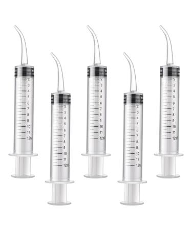 Molain 5 Pieces 12ml Oral Dental Syringe Ear Cleaning Solution Empty Tube Extraction Hook Syringes Removal Supplies with Curved Tip Picks Teeth Care 5 Pcs - Buy Online on GoSupps.com