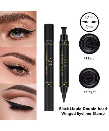 Go Ho Black Waterproof Wing Stamp Eyeliner 2 PCS - Cat Eye Winged Eyeliner Stamp for Left & Right Wing - Smudge-proof & Long-Lasting - 10MM Super Slim Felt Tip - Buy Online on GoSupps.com