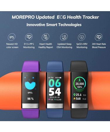 MorePro Fitness Activity Tracker: Heart Rate, Blood Pressure, Blood Oxygen, HRV, Sleep Tracking, Calorie Counter - IP68 Waterproof Smart Watch for Men & Women (Black) - Buy Online on GoSupps.com