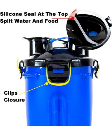 BrokSilent Dogs Travel Water Bottle - Leak Proof Puppy Dispenser with Bowls - Blue - Buy Online on GoSupps.com
