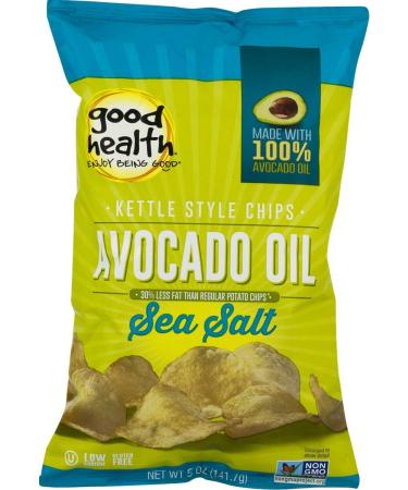 Good Health Avocado Oil Kettle Style Chips with Sea Salt 5 oz. Bag (3 Bags) Salted 5 Ounce (Pack of 3)