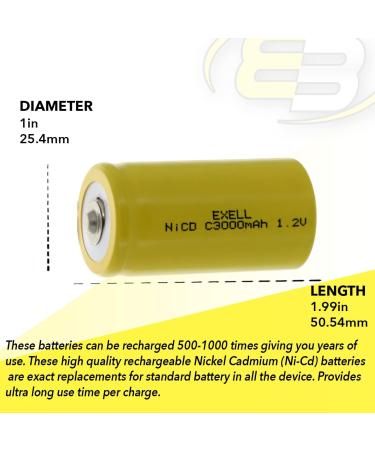 20x Exell C Size 1.2V 3000mAh NiCD Rechargeable Batteries - High Power for Meters Radios & RC Devices | International Shipping Available - Buy Online on GoSupps.com