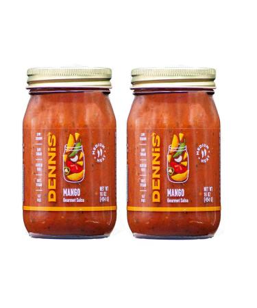All-Natural Mango Salsa by Dennis Gourmet | A Fresh, Hearty Restaurant Salsa that is Low Sugar, Low Cal, Low Carb, Low Sodium, and Gluten Free! Includes (2) Large 16 oz Jars Mango 1 Pound (Pack of 2)