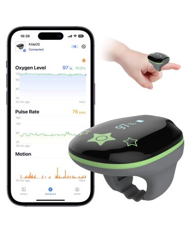 Children's Pulse Oximeter KidsO2 Ring Portable Oxygen Saturation Meter Finger Children Continuous Blood Oxygen and Pulse Monitoring for 3-12 Year Old Children Free Bluetooth App and PC Report - Buy Online on GoSupps.com
