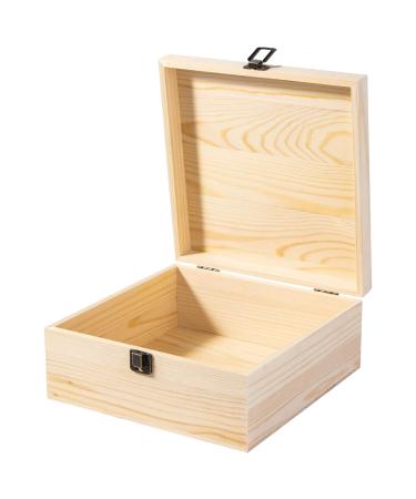 Useekoo Unfinished Wooden Storage Box with Hinged Lid  9.1'' x 9.1'' x 3.9'' Large Keepsake Box  Rustic Wood Gift Boxes for Jewelry  Art Hobbies  DIY lovers and Valentine's Day Decorations Unfinished Wooden 9.1'' x 9.1''...