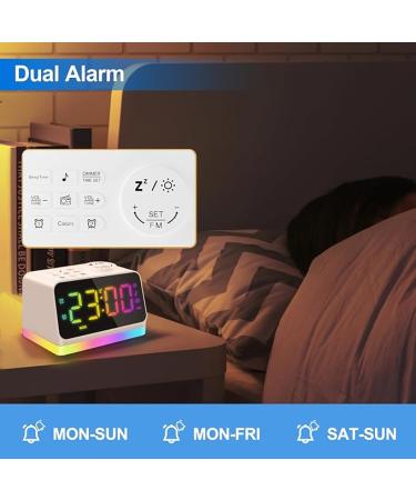 JALL Digital Alarm Clock with FM Radio for Bedroom, 8 Colors Night Light with 2 Charging Port, Sleep Sound Machines with Timer, Dual Alarm, Loud Alarm and Easy to Use for Seniors and Kids as Gift - Buy Online on GoSupps.com