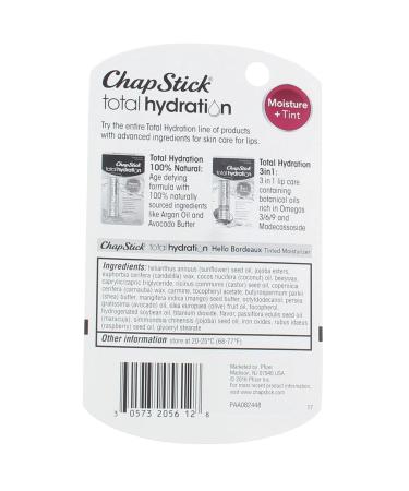 ChapStick Total Hydration Hello Bordeaux Raspberry Lip Balm 0.12 oz - Pack of 2 - Buy Online on GoSupps.com