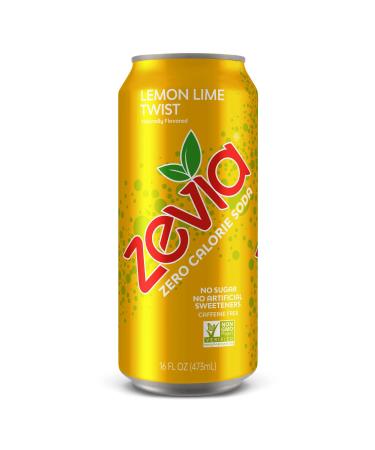 Zevia Zero Calorie Lemon Lime Twist Soda 16oz - 12 Pack | Refreshing Sparkling Drink - Buy Online on GoSupps.com