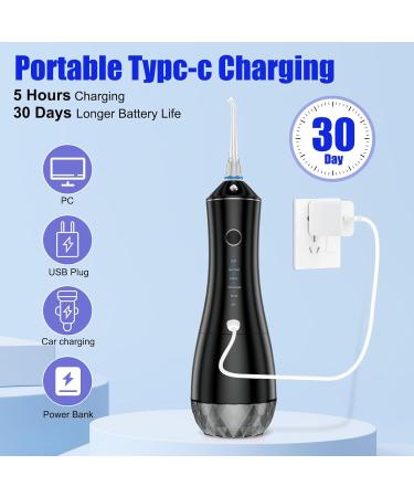 Portable Water Flosser for Teeth - Rechargeable Oral Irrigator with 260ML Tank 6 Modes & IPX7 Waterproof for Home & Travel (Black - Buy Online on GoSupps.com