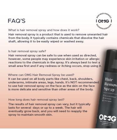 OMG Hair Removal Spray for Men | Pain-Free Body Hair Removal for Chest Back Hands Legs | Coffee Fragrance & Shea Butter | Fast-Acting in 10 Minutes | 200ml - Buy Online on GoSupps.com