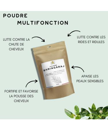 ESSENTIOIL Bhringaraj Powder - 100% Natural - Against hair loss Promotes growth Soothes the skin - All hair and skin types - 100g - French Brand - Buy Online on GoSupps.com