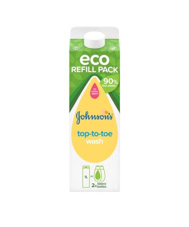 JOHNSONS Baby Eco Refill Pack TOP-TO-TOE Wash Gently Cleanses Hair & Scalp 1L 1 l (Pack of 1) Wash Refill