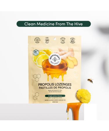 Soothing Honey Ginger Lemon Cough Drops by Beekeeper's Naturals - Immune Support with Vitamin D Zinc and Propolis Throat Soothing Lozenges 14 Ct(2PACK) Ginger Lemon 2 PACK - Buy Online on GoSupps.com