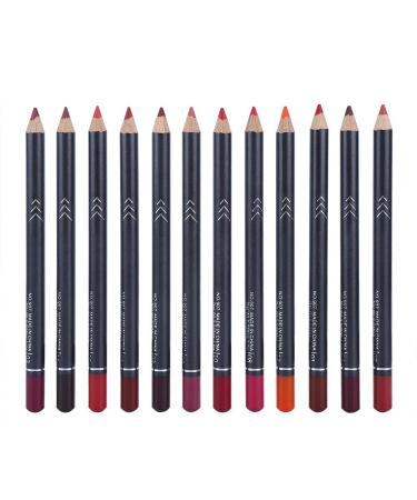 Lipstick Pen Long Lasting 12 Colors/Set Eyeliner Pen No Irritation Comestic Tool Lip Liner Pencil for Women Girls