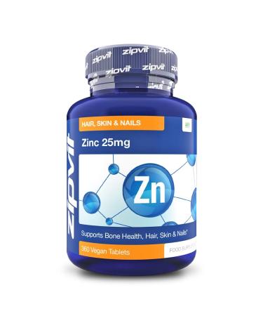 Zinc 25mg 360 Vegan Tablets. Hair Skin & Nails. Supports The Immune System Bone Health & Cognitive Function