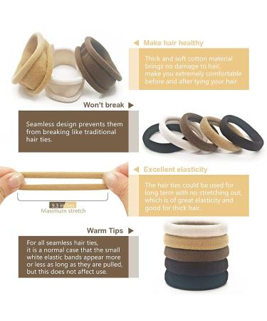 Dreamlover Seamless Hair Ties for Women - No Damage, Thick Hair Ponytail Holders, 50 Pack Multi Colors - Buy Online on GoSupps.com