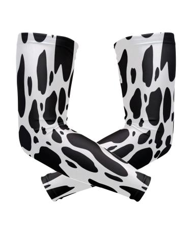 ZZKKO Cow Print Cooling Arm Sleeves Cover Uv Sun Protection for Men Women Running Golf Cycling Arm Warmer Sleeves 1 Pair Black