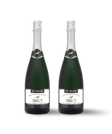 St. Regis Brut Sparkling 2 Pack (2 x 750ml per Bottle) Non Alcoholic Sparkling White Wine - Low Calorie and Low Sugar - Perfect Food Pairing - Ideal Gift or Gift Set - Enjoy Life and Flavouful Wine