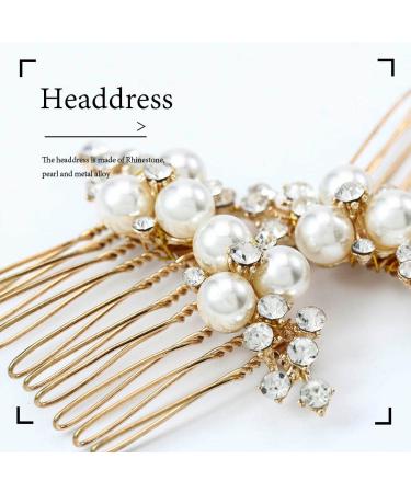 Brishow Gold Pearls Wedding Hair Combs - Bridal Accessories for Women and Girls - Buy Online on GoSupps.com