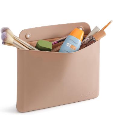 FERYES Silicone Makeup Bag - Premium Travel Toiletry Bag for Women - Khaki - Buy Online on GoSupps.com