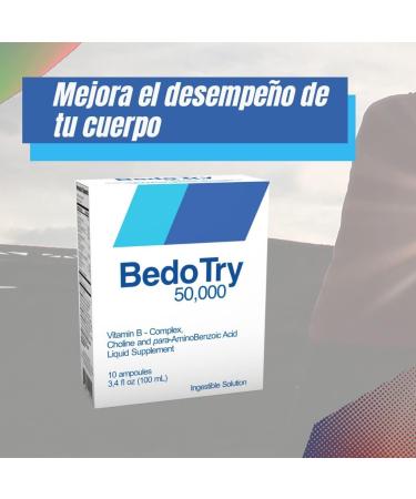 BEDO Try 50,000 Vitamin B Complex Choline & B12 Liquid Supplement - Natural Cherry Flavor | Powerful Energy Booster | 10 Ampoules - Buy Online on GoSupps.com
