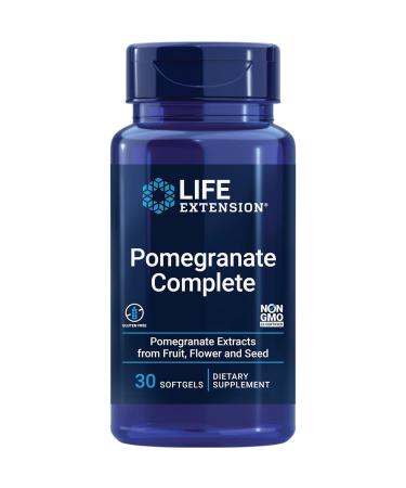 Life Extension Pomegranate Complete Pomegranate Extract 30 Softgels Lab-Tested Gluten-Free Soy-Free GMO-Free