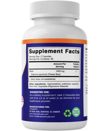 Vitamatic Rutin, 180 Vegetable Capsules (500 mg per Capsule) - Buy Online on GoSupps.com