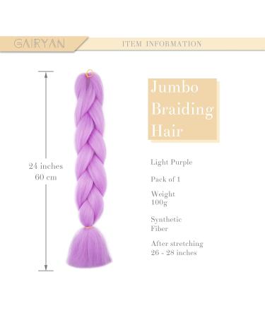 Buy Gairyan Jumbo Braid Extensions - 100g Ombre Synthetic Hair - 60cm Light Purple Afro Braids for Box & Crochet Styles - Buy Online on GoSupps.com